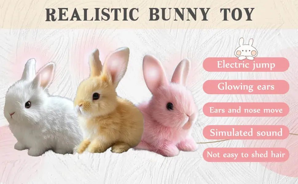 Novelty interactive brown bunny electronic pet, realistic plush animal & sensory toy.