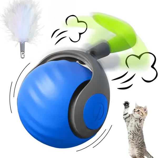 Interactive rechargeable cat toy ball for feline playtime & enrichment. Durable silicone, automatic movement.