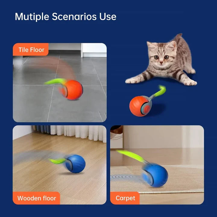 Durable interactive cat toy ball, rechargeable for endless playtime. Automatic fun for kittens & adult cats.