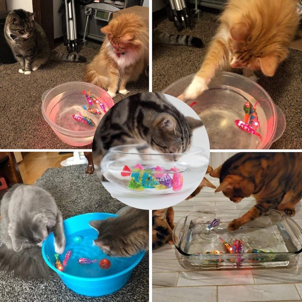 LED light-up swimming cat toy. Encourages active water play, stimulating natural hunting instincts for feline fun.