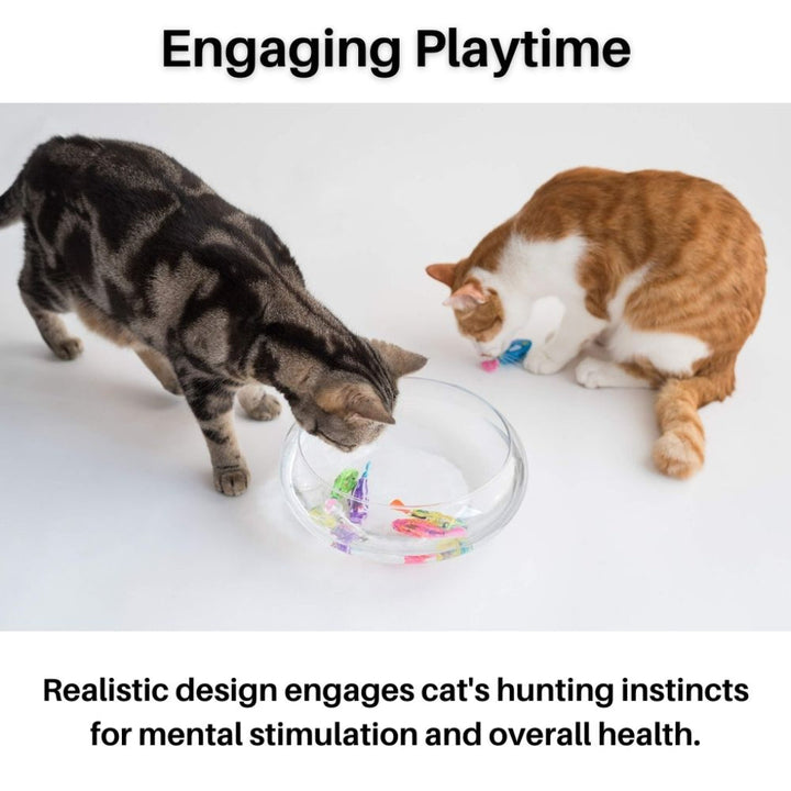 Engaging interactive swimming bath cat toy with bright LED lights. Provides enrichment & fun water play for cats.