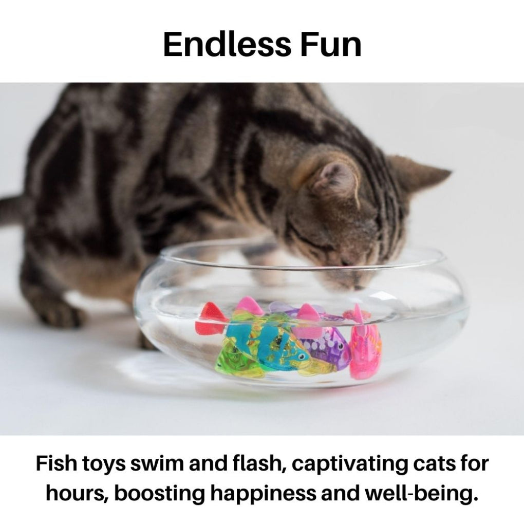 Perfect pet gift: a realistic swimming fish cat toy with lights. Non-toxic & interactive for hours of feline fun.