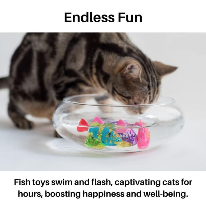 Perfect pet gift: a realistic swimming fish cat toy with lights. Non-toxic & interactive for hours of feline fun.