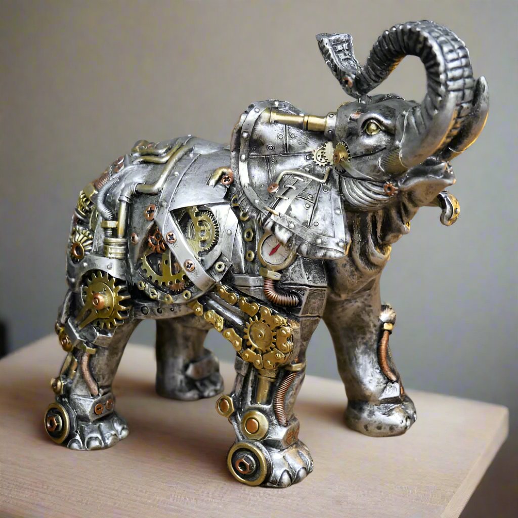 Intricate steampunk mechanical animal figurine, perfect for unique home or office decor.