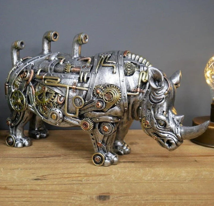 Collectible steampunk mechanical beast sculpture, ideal for office or home accent.