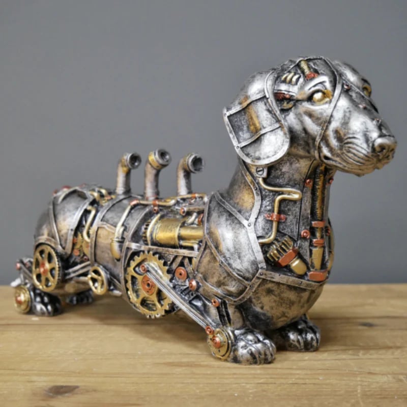 Unique steampunk beast figurine, intricate design with gears, perfect as a special gift.