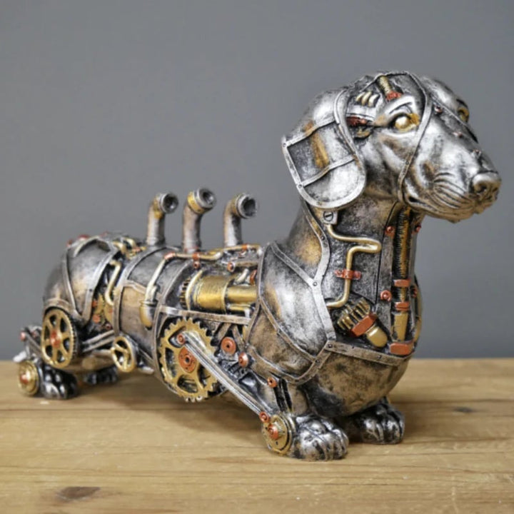 Unique steampunk beast figurine, intricate design with gears, perfect as a special gift.