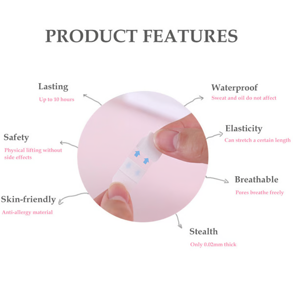 Ultra-thin, invisible face lift tape for a natural, instant anti-aging effect. Achieve firm & youthful skin discreetly.