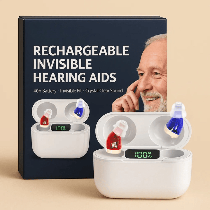 Ergonomic invisible in-ear hearing aid, designed for comfort & clear, natural sound enhancement.