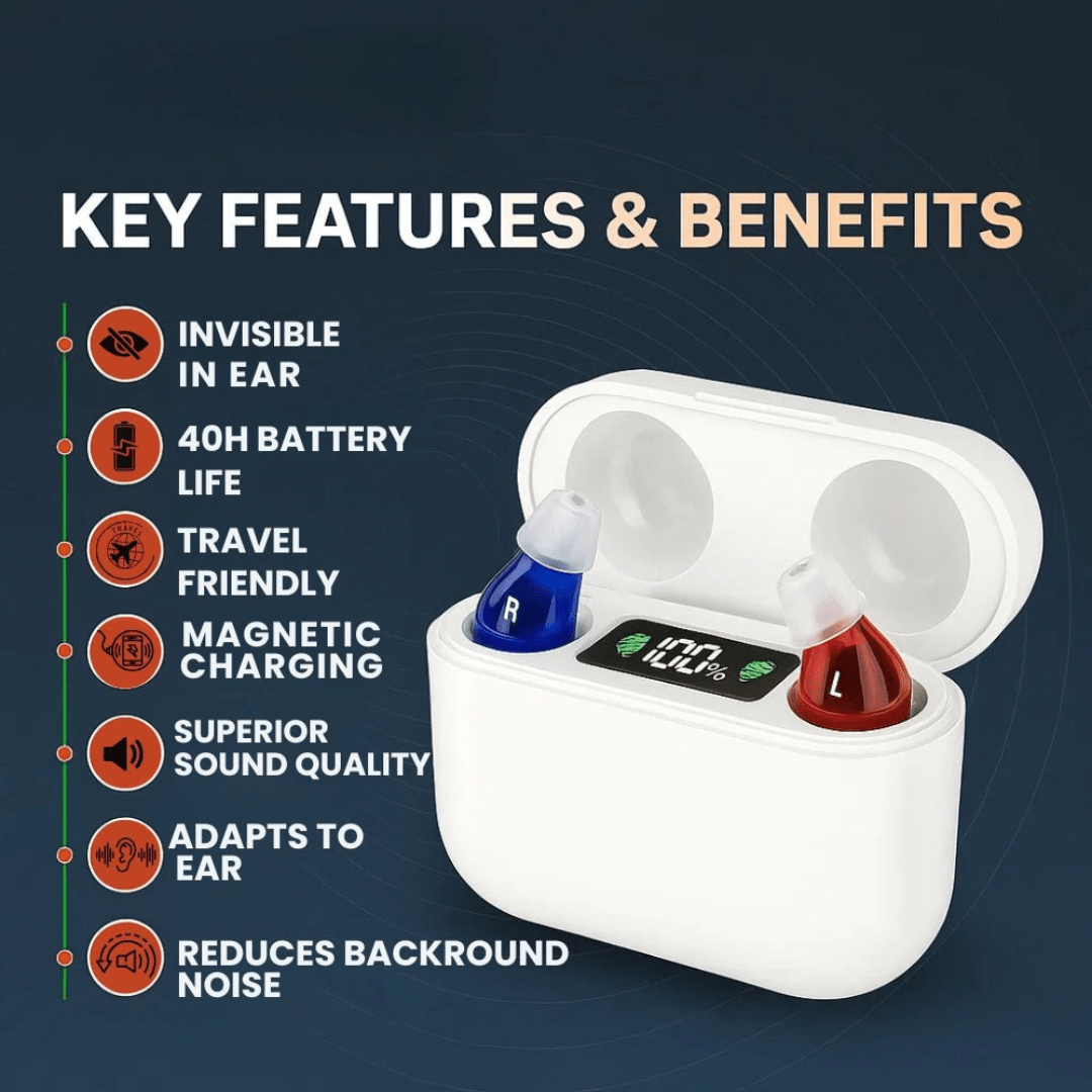 Enjoy enhanced audio and discreet listening with these invisible in-ear hearing aids.