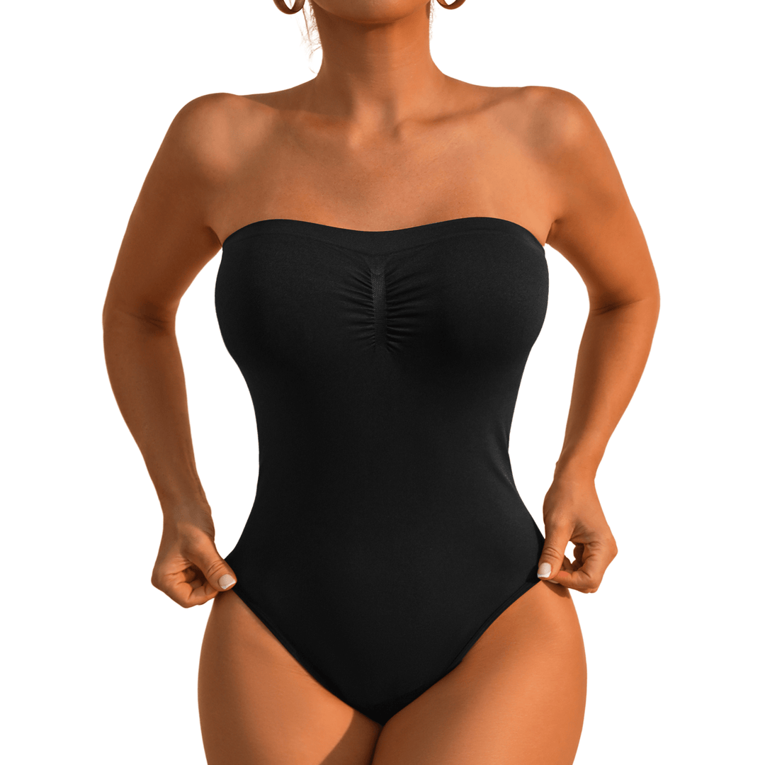 Invisible strapless seamless women's shaping bodysuit with brief for smooth silhouette