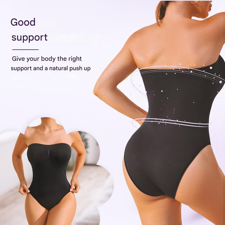 Elegant women's seamless strapless shaping bodysuit, ideal brief style lingerie