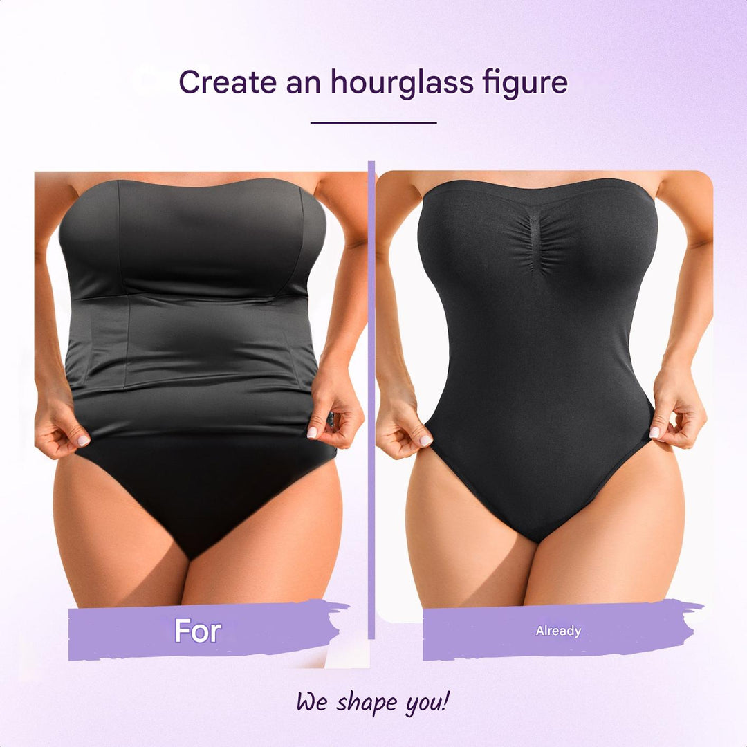 Full-body seamless strapless women's brief bodysuit, offering superior shaping control