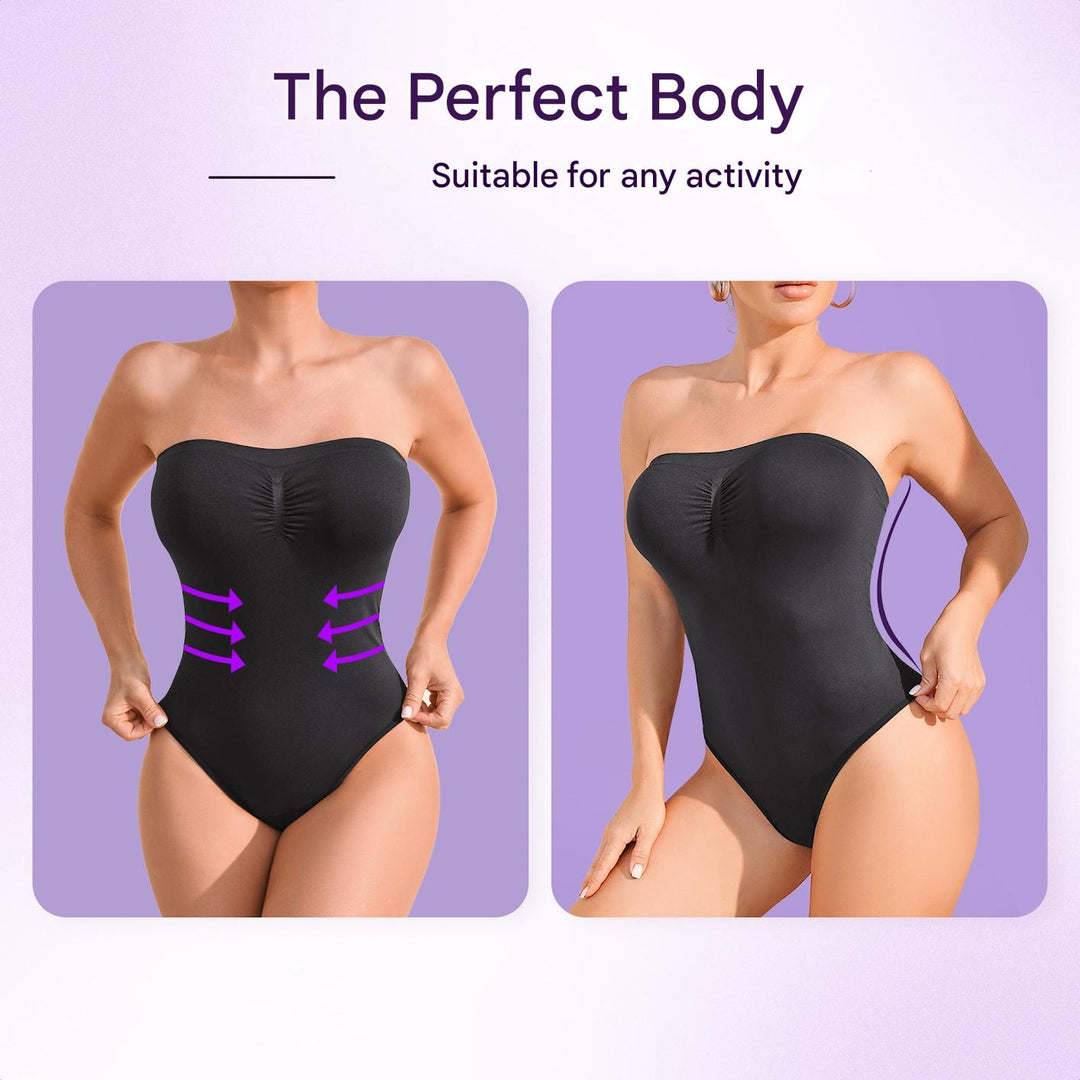 Versatile women's strapless seamless shaping bodysuit, essential brief style lingerie