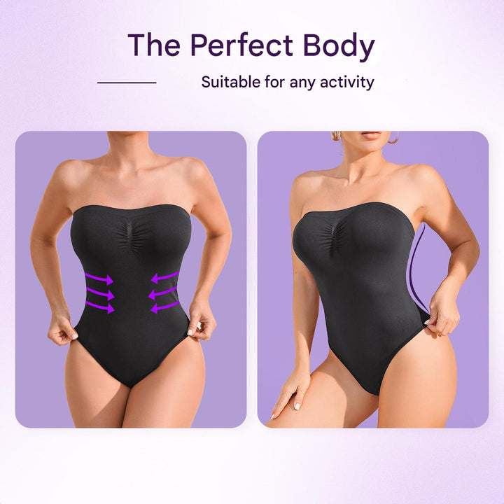 Versatile women's strapless seamless shaping bodysuit, essential brief style lingerie