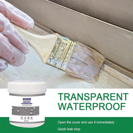 Transparent waterproof sealant and crack filler for home repairs, invisible protective adhesive for DIY projects.