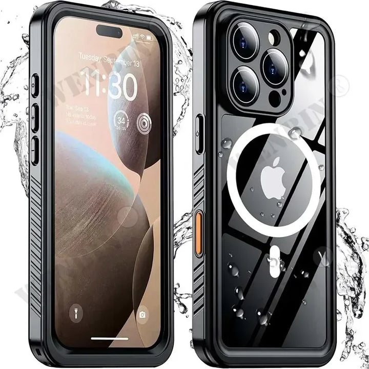 IP68 waterproof diving case with magnetic fit for smartphone, full-body protection