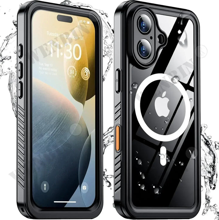 High-performance IP68 waterproof case, full-body protection and magnetic fit for underwater activities