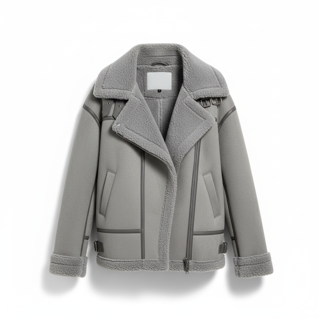 Warm light gray women's jacket by Jana, stylish design and cozy for winter fashion