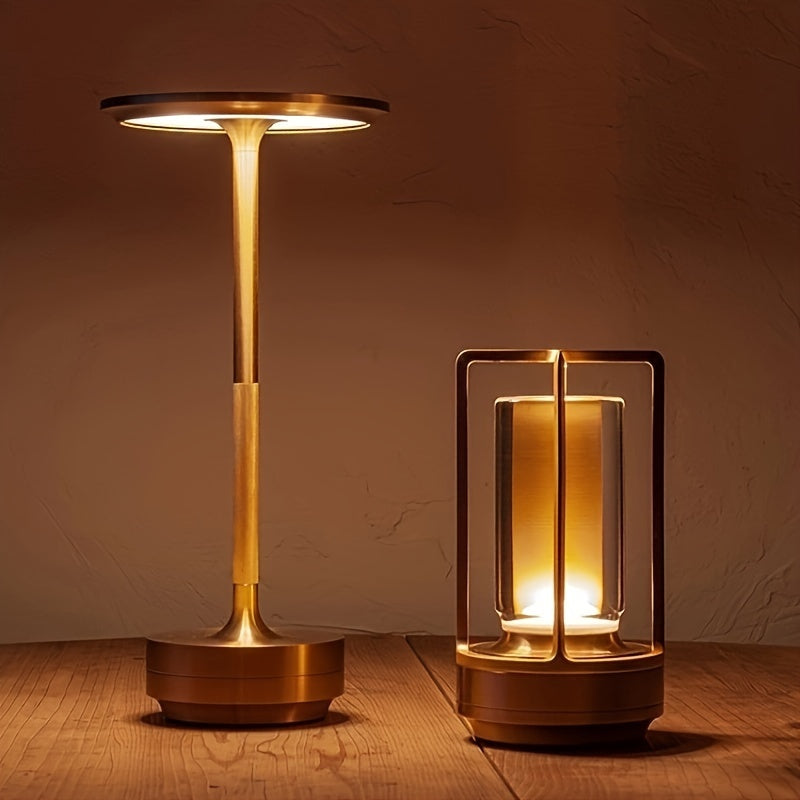 Japanese style LED touch table lamp. Zen-inspired cordless light for serene home decor.