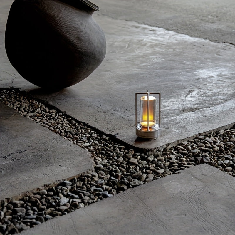 Dimmable Japanese LED touch table lamp. Cordless, rechargeable ambient light for personalized mood.
