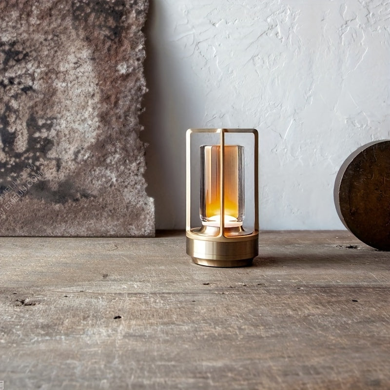 Serene Japanese LED touch table lamp. Cordless design, perfect mood lighting for modern home decor.