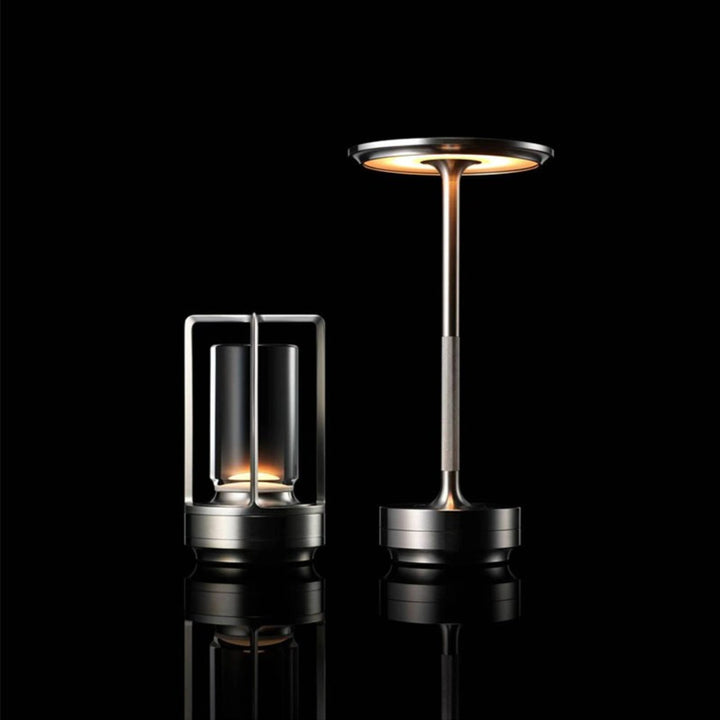Modern Zen LED touch table lamp. Cordless mood lighting, ideal for contemporary Japanese decor.