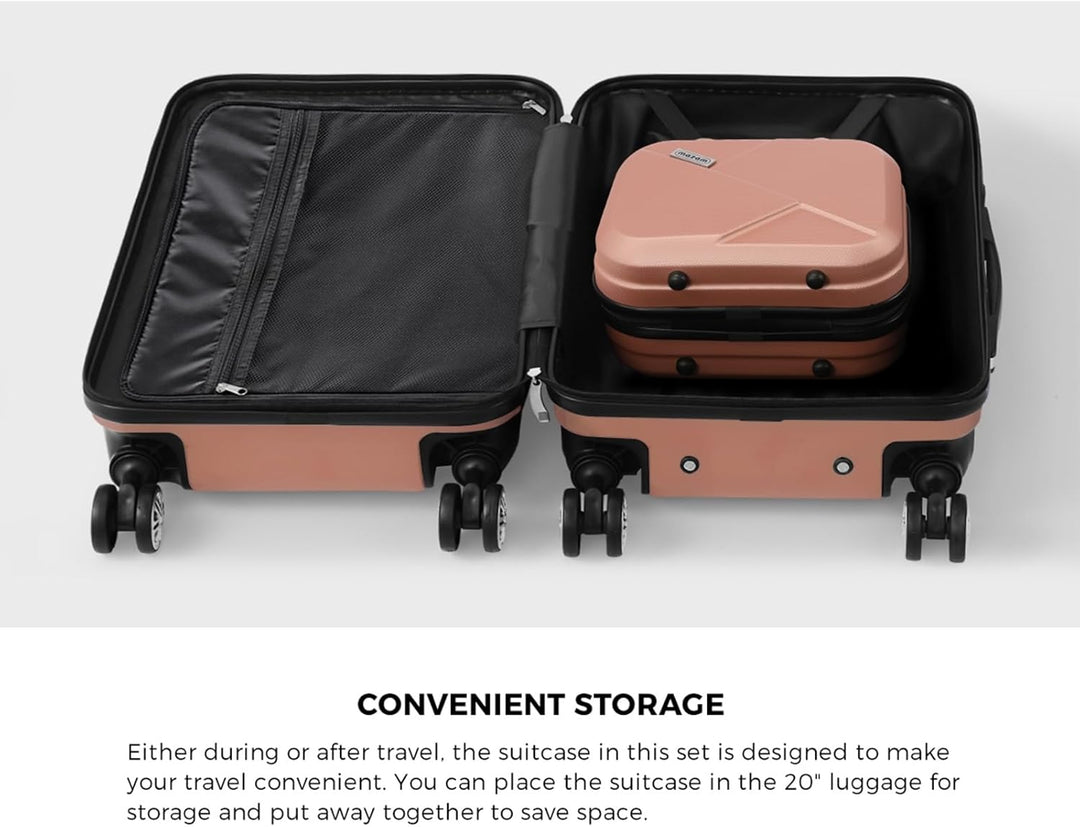 Compact 2-piece JetTrek carry-on luggage with trolley bag and durable hardshell exterior