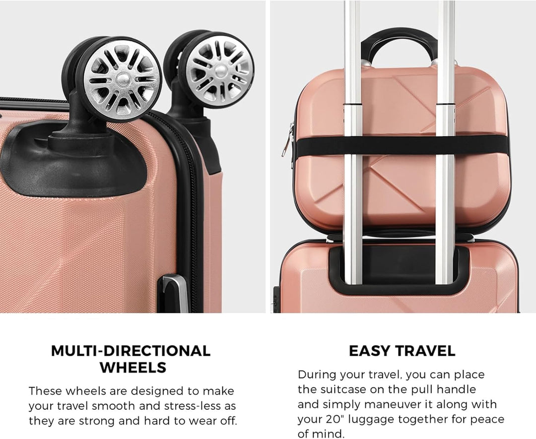 Lightweight JetTrek hardshell carry-on luggage set, black, with smooth spinner wheels