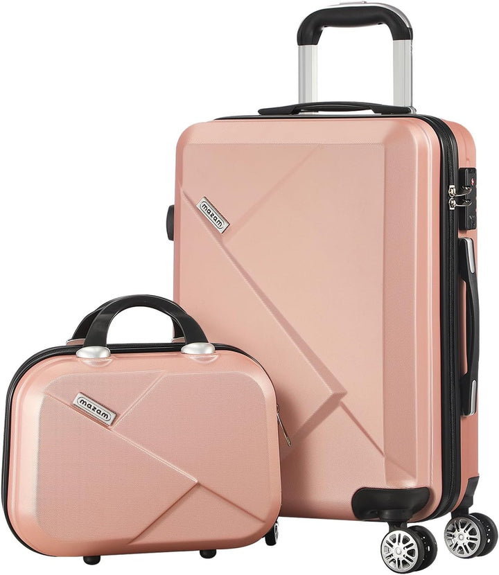 Unisex JetTrek compact 2-piece carry-on luggage set, black, with telescopic handle extended