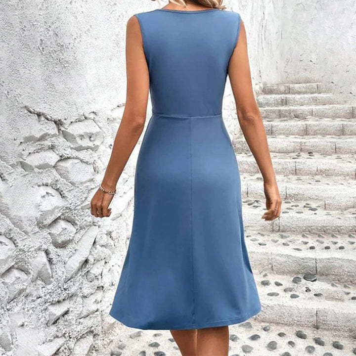 Jolie women's sleeveless A-line midi dress, breathable fabric, versatile summer fashion