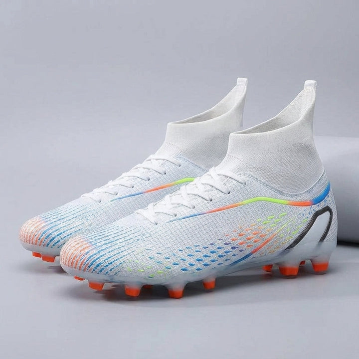Unisex Jorge high-cut football boots in black, designed for stability and grip on the field