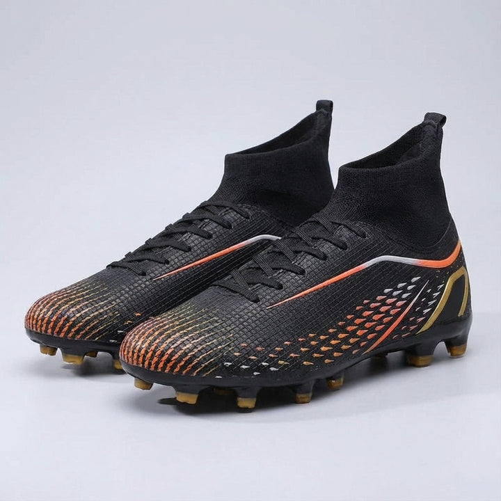 Jorge unisex high-cut football boots showing advanced stud configuration for optimal grip on grass