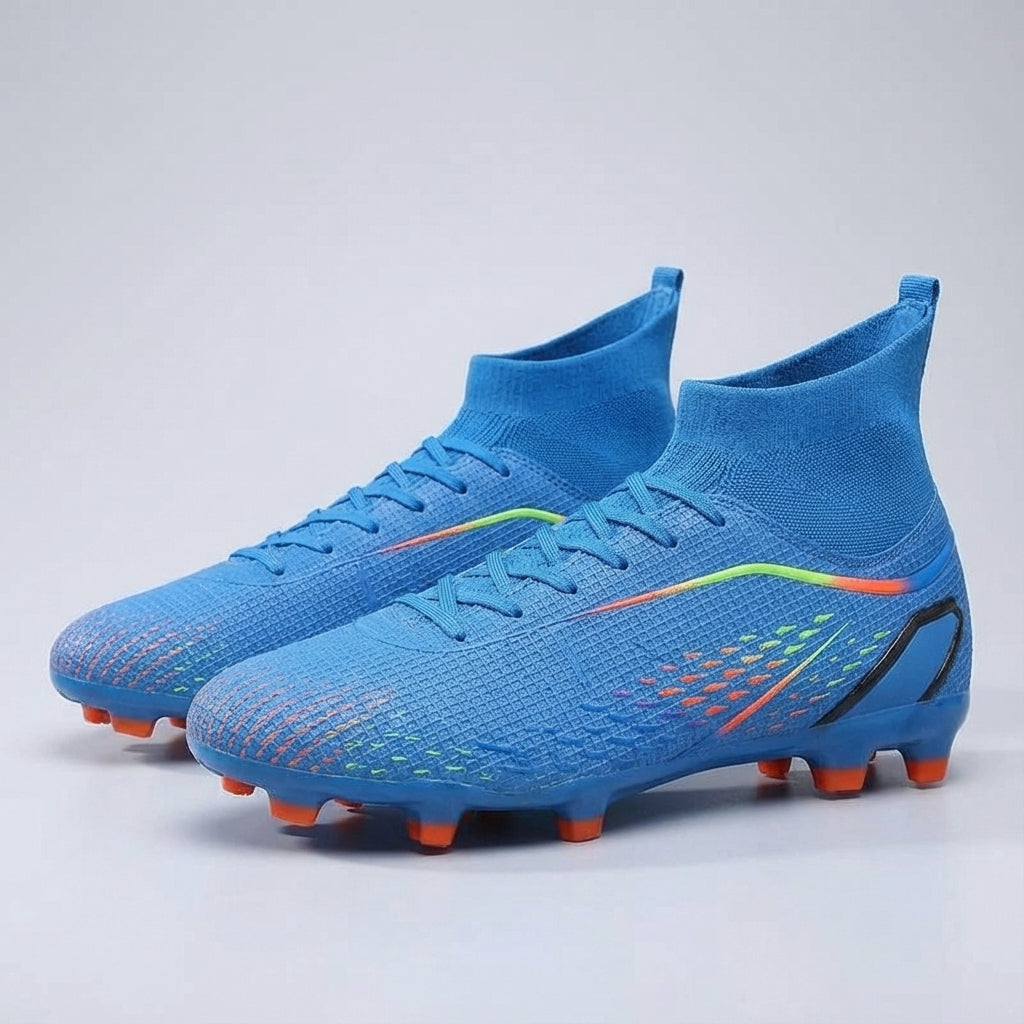 Dynamic view of Jorge high-cut stability football boots, ready for action on the soccer pitch