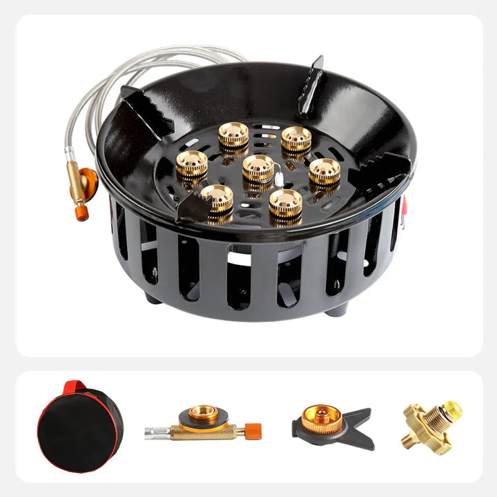 Portable gas stove, Kael 7-Core with electronic ignition, cooking essential for campers