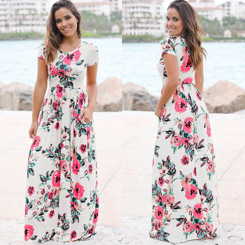 Kendra women's casual midi dress styled with sandals and a sun hat, ideal for a summer outing.