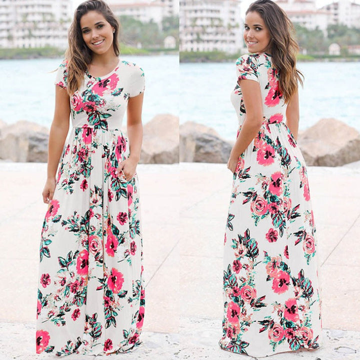 Kendra women's casual midi dress styled with sandals and a sun hat, ideal for a summer outing.