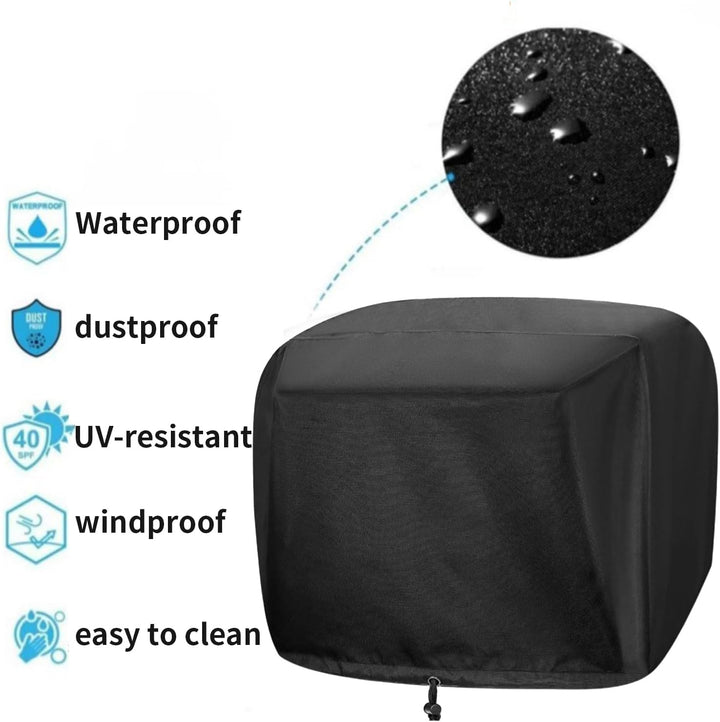 Black Kervano waterproof grill cover draped over an outdoor grill, ready for all-season protection.