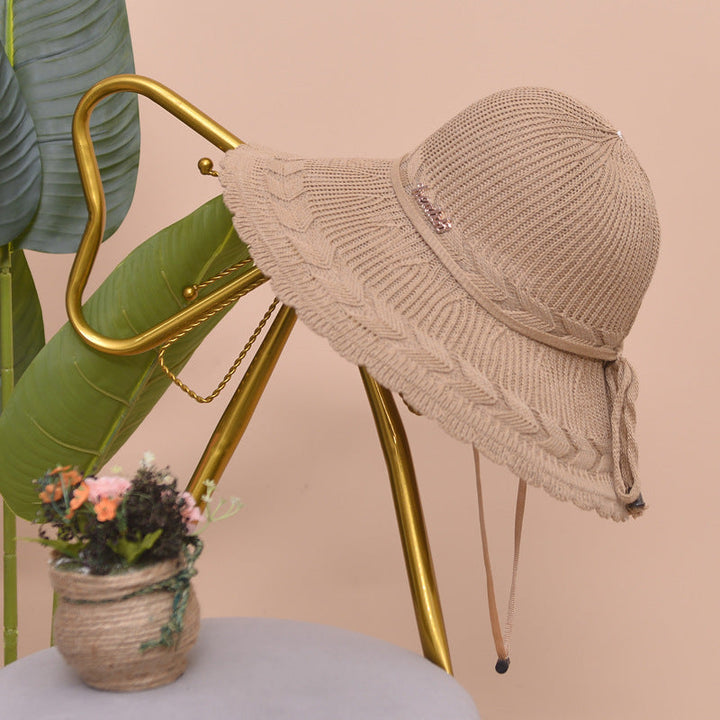Khaki women's lightweight breathable summer beach hat, perfect for sun protection and travel