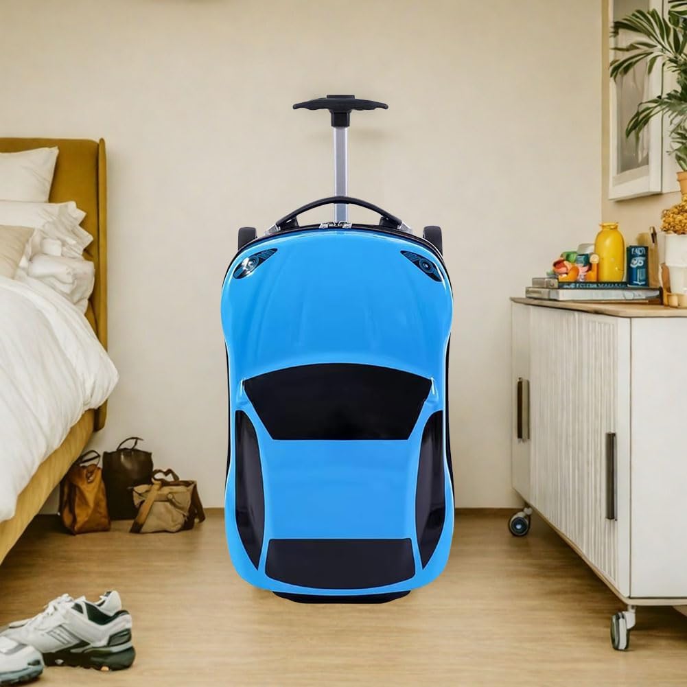 Bright 18-inch kids travel suitcase, car design, pull along for easy mobility