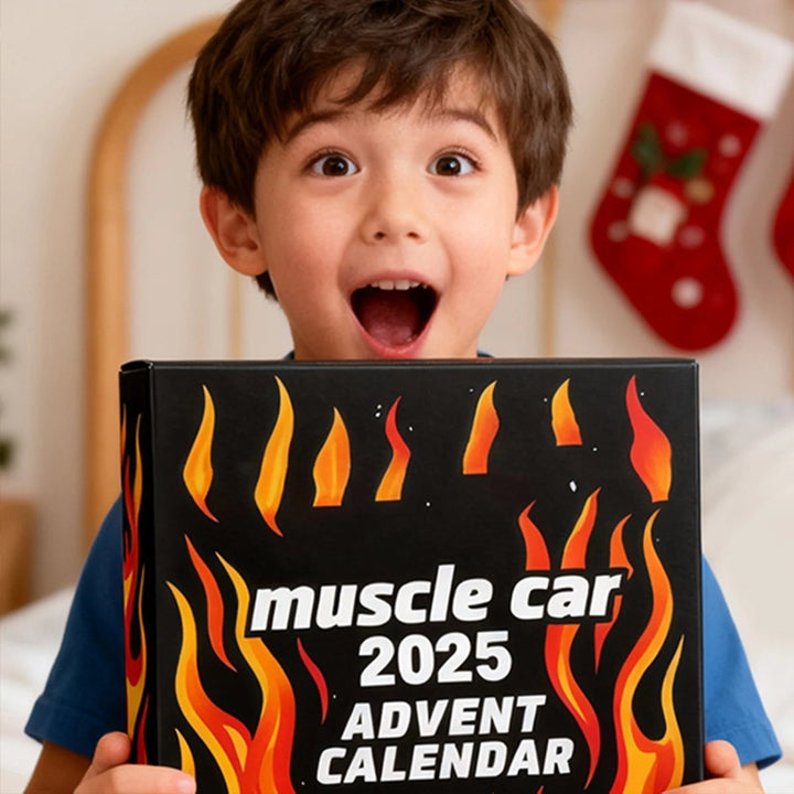 Children's holiday countdown calendar featuring collectible 2D mini cars. Great Christmas present for vehicle lovers.