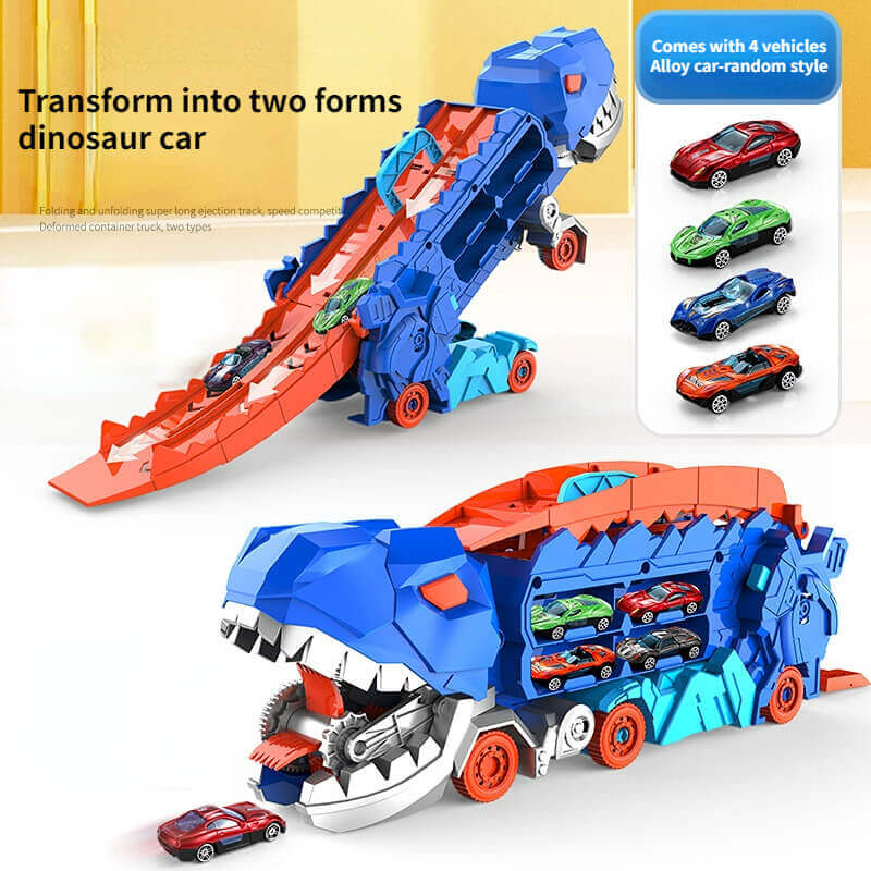 Portable 3-in-1 kids' dino truck toy set; perfect for on-the-go fun & creative adventure play.