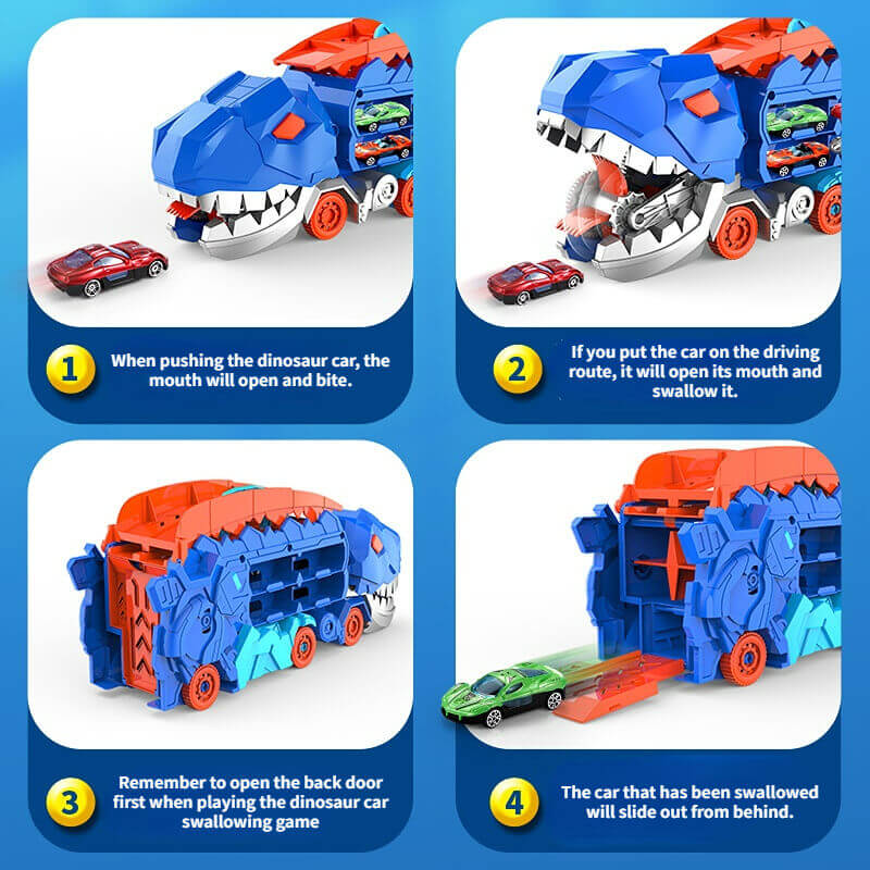 Gift for kids: Multi-functional 3-in-1 dino race truck toy; great for toddler & preschooler fun.