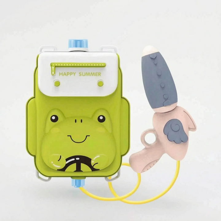 Frog animal backpack water shooter, a cool outdoor toy for kids to stay active this summer.