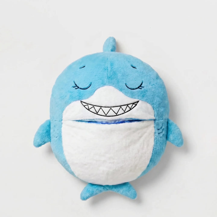 Vibrant animal plush sleeping bag for kids, with an integrated cuddly pillow for comfort.