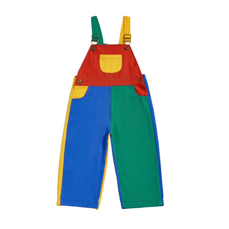 Kids' colorblock cotton overalls for comfortable play. Durable toddler clothing, perfect for everyday adventures.