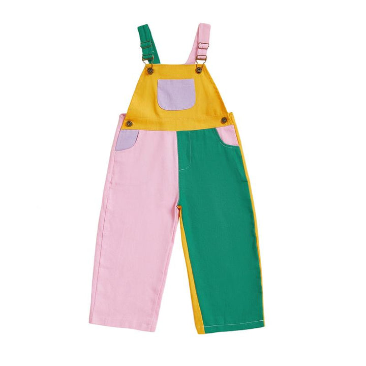 Unisex colorblock cotton overalls for toddlers & kids. Stylish and durable playwear, adjustable for growing children.