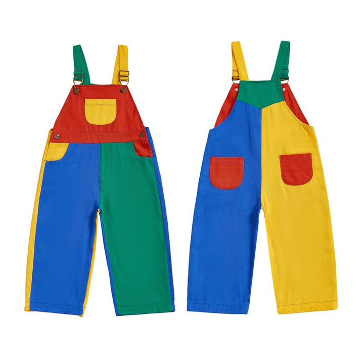 Charming colorblock cotton overalls for kids. Breathable, soft toddler clothing designed for comfort and active play.