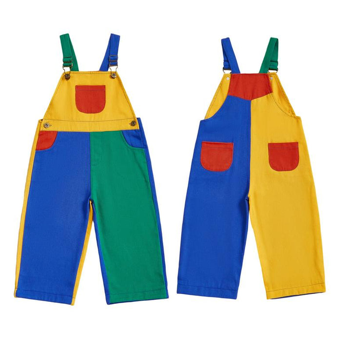 Durable colorblock cotton overalls for active kids. Trendy unisex toddler clothing, built for comfort and lasting play.