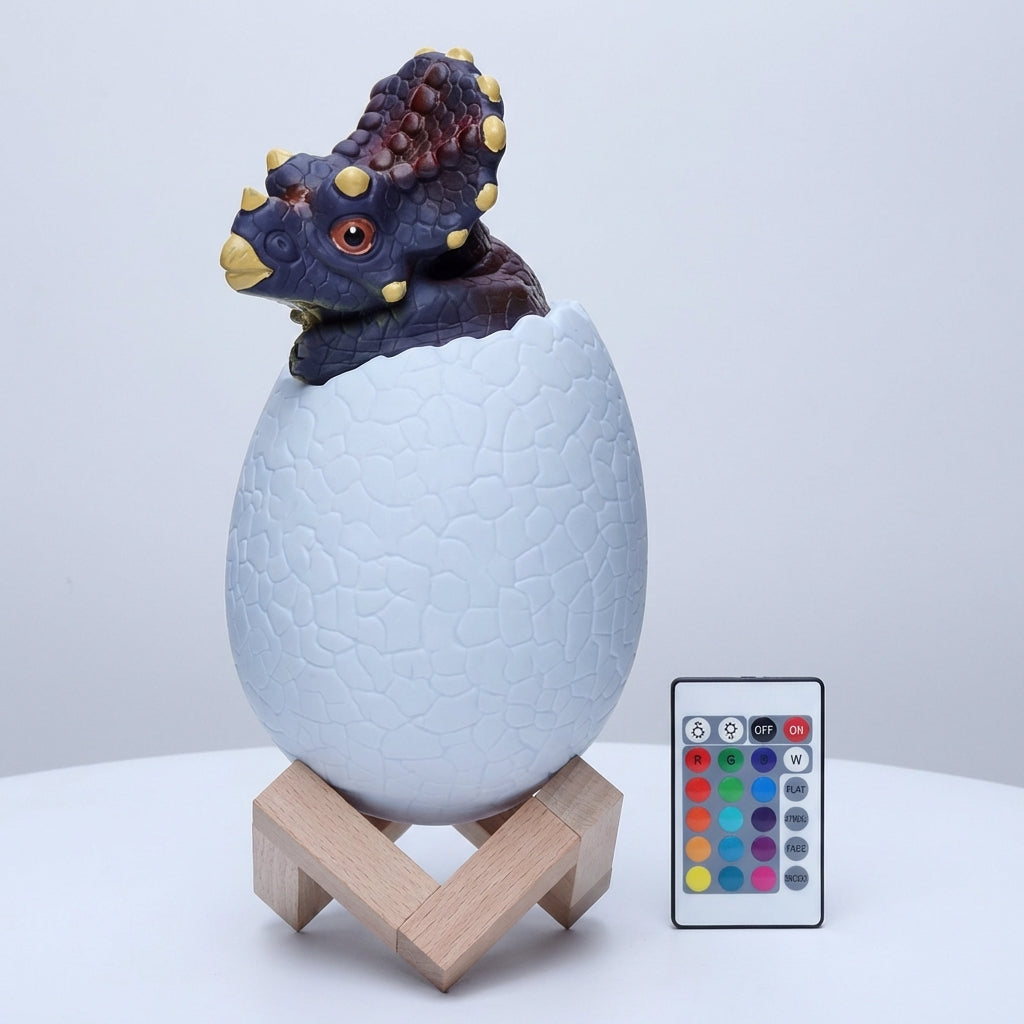 Hatching dinosaur-shaped LED nightlight, 125 characters, cordless and portable, perfect for children
